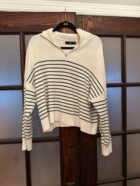 Mango MNG striped quarter zip sweater
